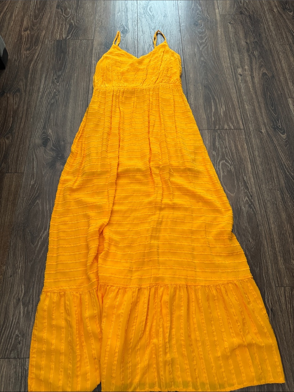 Skies Are Blue Bright Yellow Maxi Dress with Spaghetti Straps